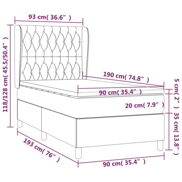 Boxspringbett mit Matratze Dunkelgrau 90x190 cm Stoff