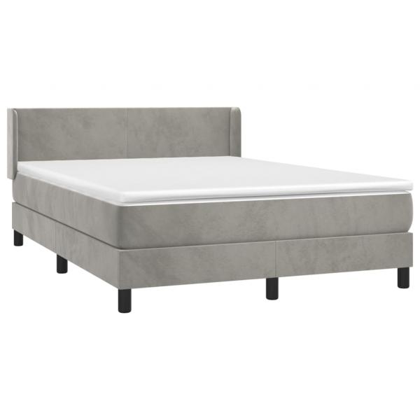Boxspringbett mit Matratze Hellgrau 140x190 cm Samt