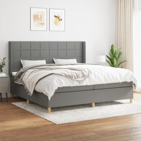 ARDEBO.de - Boxspringbett mit Matratze Dunkelgrau 200x200 cm Stoff