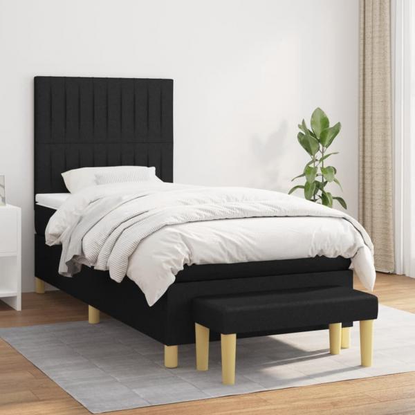 ARDEBO.de - Boxspringbett mit Matratze Schwarz 90x190 cm Stoff