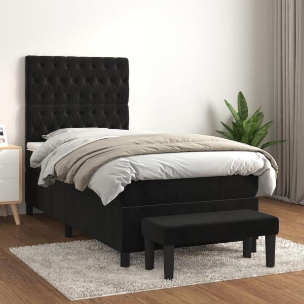 ARDEBO.de - Boxspringbett mit Matratze Schwarz 80x200 cm Samt