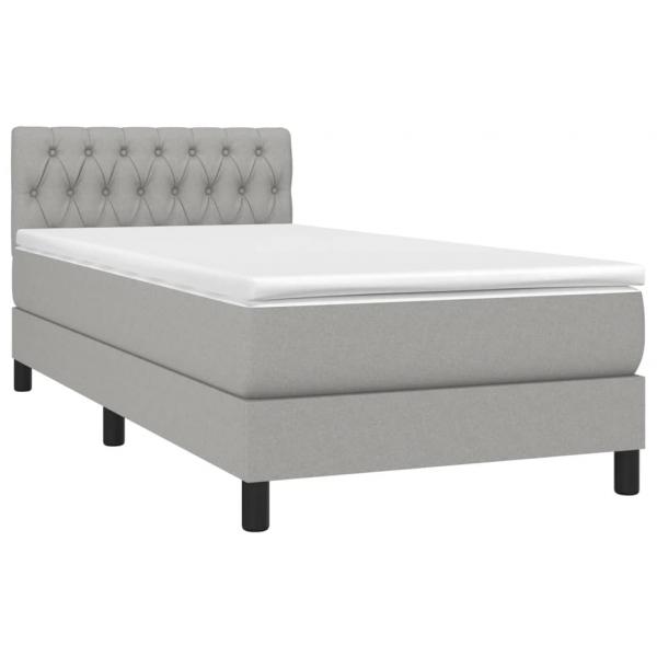Boxspringbett mit Matratze Hellgrau 90x200 cm Stoff