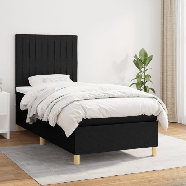 ARDEBO.de - Boxspringbett mit Matratze Schwarz 90x200 cm Stoff