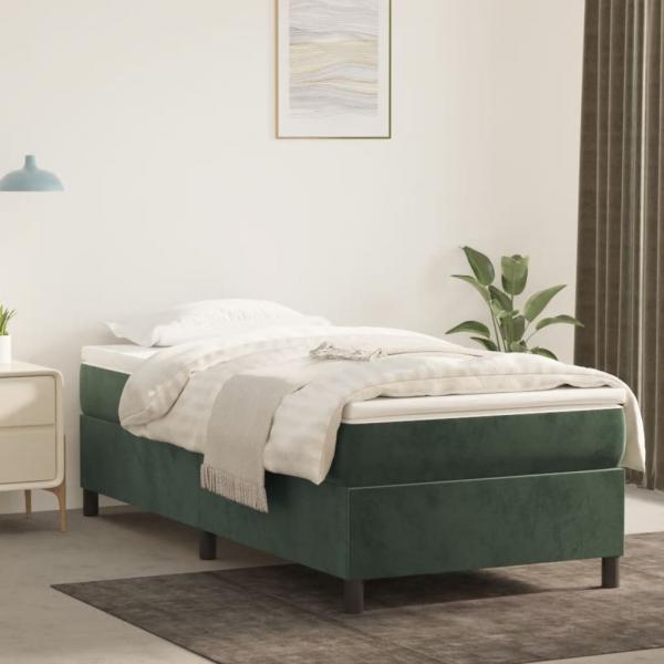 ARDEBO.de - Boxspringbett mit Matratze Dunkelgrün 100x200 cm Samt