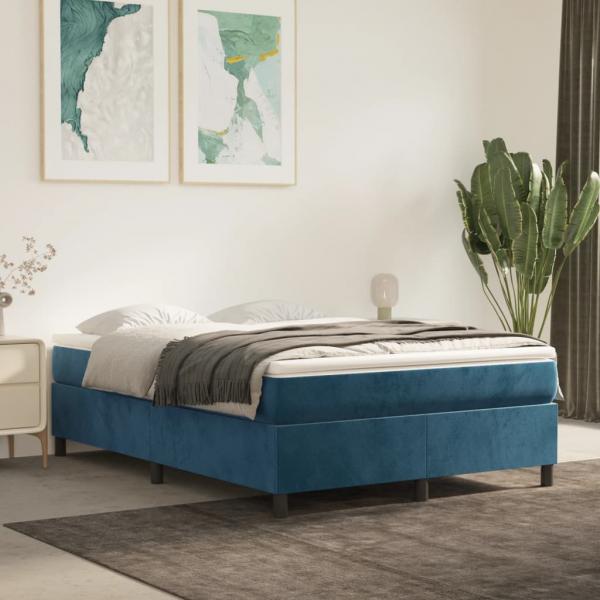 ARDEBO.de - Boxspringbett mit Matratze Dunkelblau 140x190 cm Samt