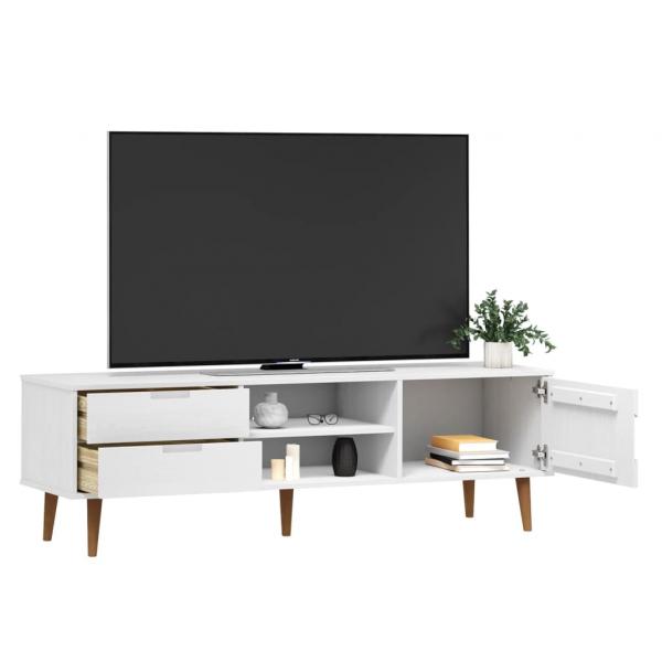 TV-Schrank MOLDE Weiß 158x40x49 cm Massivholz Kiefer
