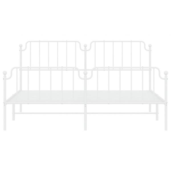 Bettgestell mit Kopf- und Fußteil Metall Weiß 183x213 cm