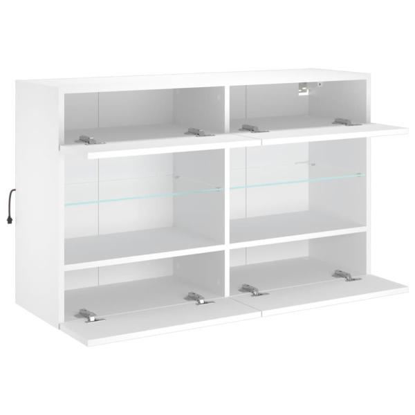 TV-Wandschrank mit LED-Leuchten Weiß 98,5x30x60,5 cm