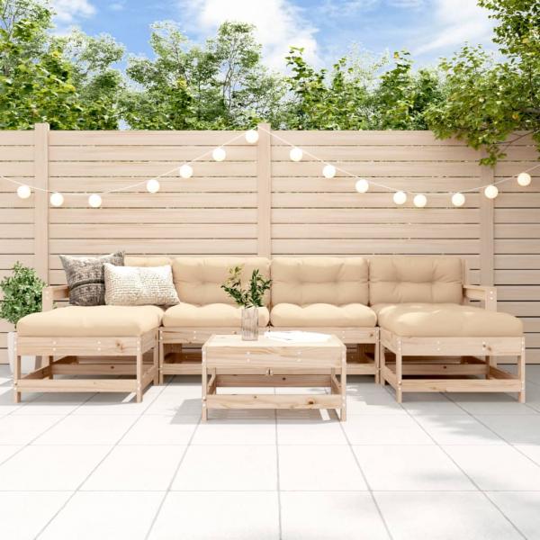 ARDEBO.de - 7-tlg. Garten-Lounge-Set Massivholz Kiefer