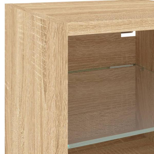 8-tlg. Wohnwand mit LED-Beleuchtung Sonoma-Eiche Holzwerkstoff