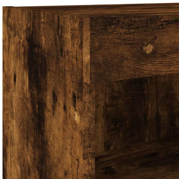 6-tlg. Wohnwand mit LED-Beleuchtung Räuchereiche Holzwerkstoff