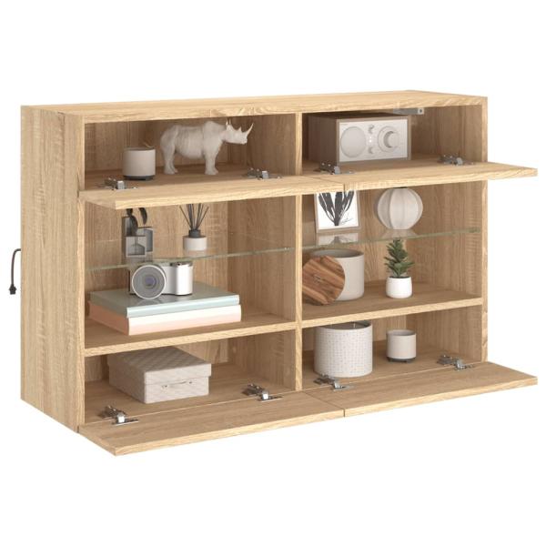 TV-Wandschrank mit LED-Leuchten Sonoma-Eiche 98,5x30x60,5 cm