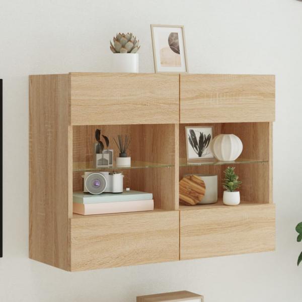 ARDEBO.de - TV-Wandschrank mit LED-Leuchten Sonoma-Eiche 78,5x30x60,5 cm