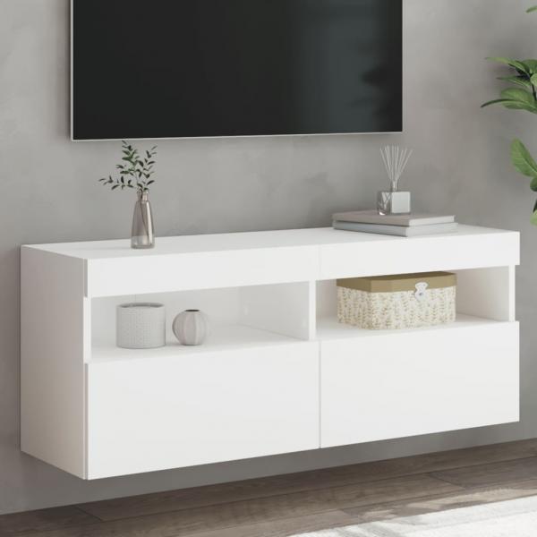 ARDEBO.de - TV-Wandschrank mit LED-Leuchten Weiß 100x30x40 cm
