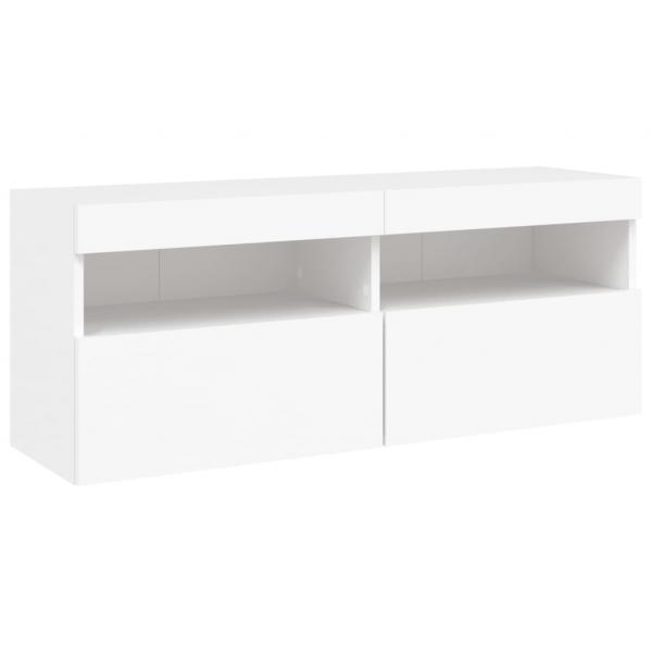TV-Wandschrank mit LED-Leuchten Weiß 100x30x40 cm