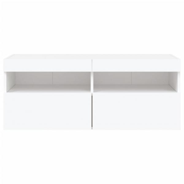 TV-Wandschrank mit LED-Leuchten Weiß 100x30x40 cm
