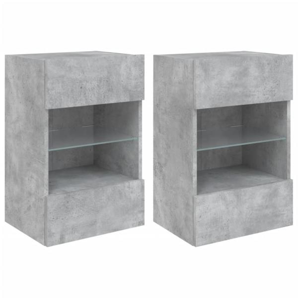 TV-Wandschränke mit LED-Leuchten 2 Stk. Betongrau 40x30x60,5 cm