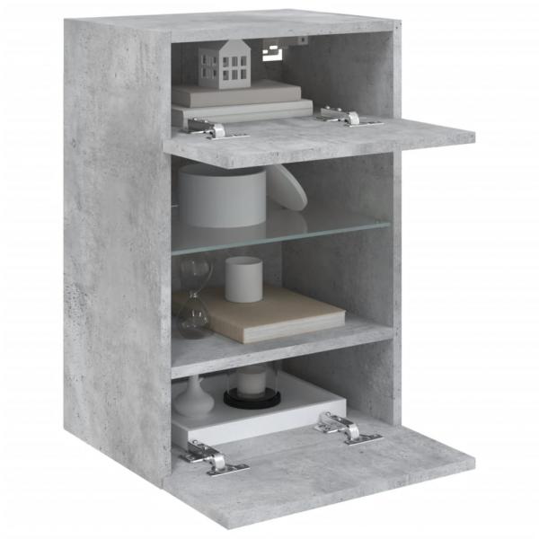 TV-Wandschränke mit LED-Leuchten 2 Stk. Betongrau 40x30x60,5 cm