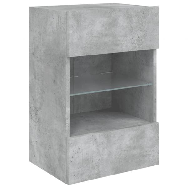 TV-Wandschränke mit LED-Leuchten 2 Stk. Betongrau 40x30x60,5 cm