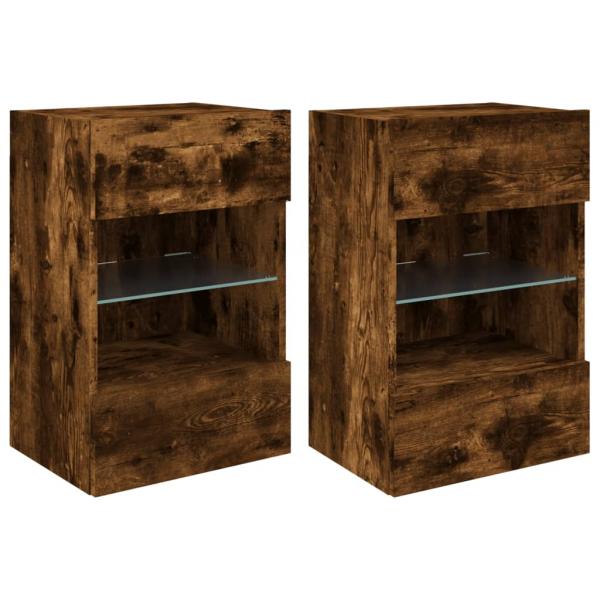 TV-Wandschränke mit LED-Leuchten 2 Stk. Räuchereiche