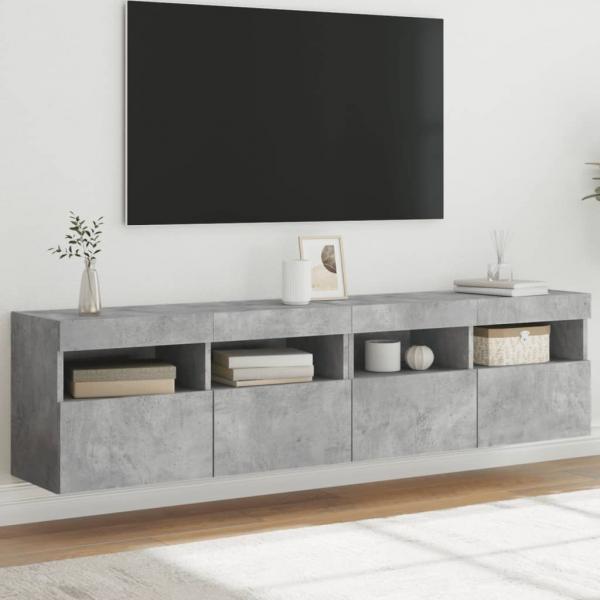 ARDEBO.de - TV-Wandschränke mit LED-Leuchten 2 Stk. Betongrau 80x30x40 cm