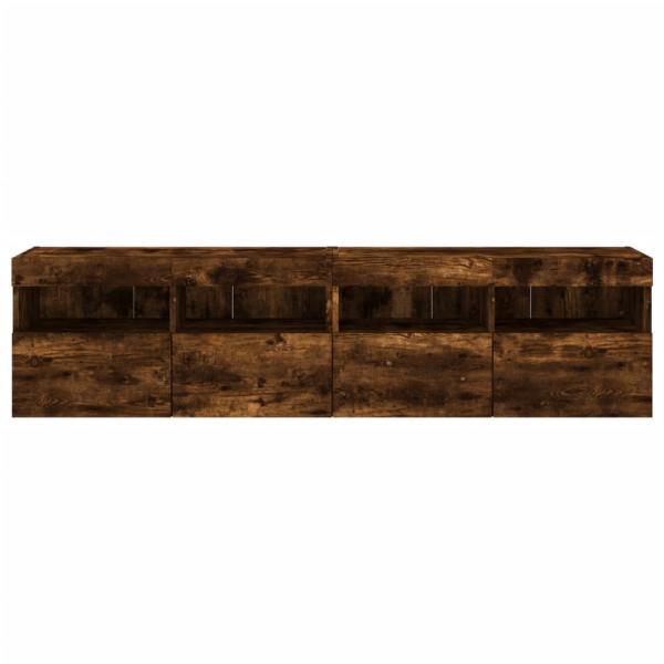 TV-Wandschränke mit LED-Leuchten 2 Stk. Räuchereiche 80x30x40cm