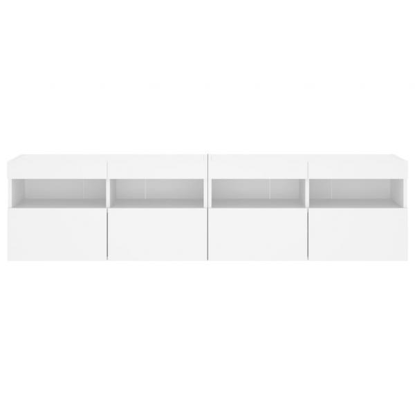 TV-Wandschränke mit LED-Leuchten 2 Stk. Weiß 80x30x40 cm