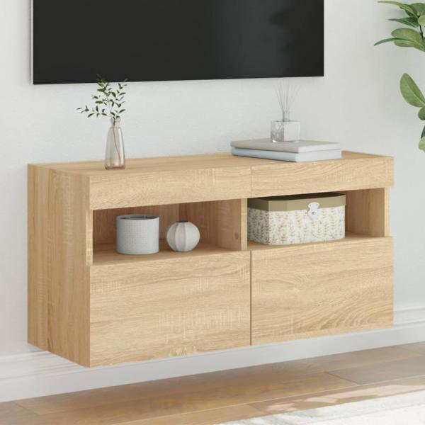 ARDEBO.de - TV-Wandschrank mit LED-Leuchten Sonoma-Eiche 80x30x40 cm