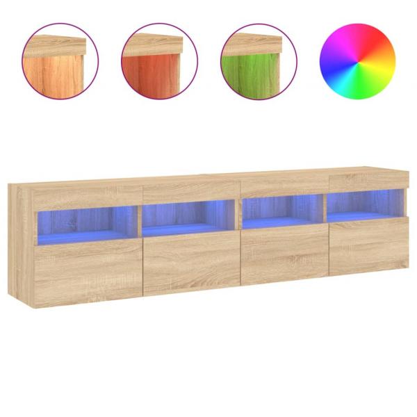 TV-Wandschränke mit LED-Leuchten 2 Stk. Sonoma-Eiche 80x30x40cm