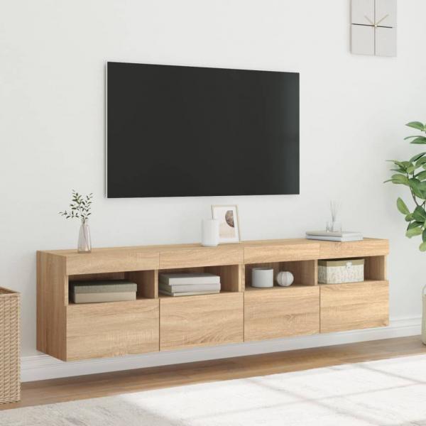 TV-Wandschränke mit LED-Leuchten 2 Stk. Sonoma-Eiche 80x30x40cm