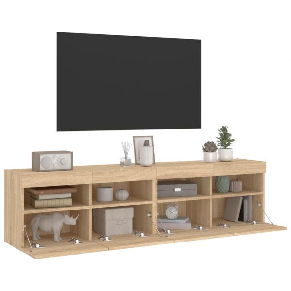 TV-Wandschränke mit LED-Leuchten 2 Stk. Sonoma-Eiche 80x30x40cm