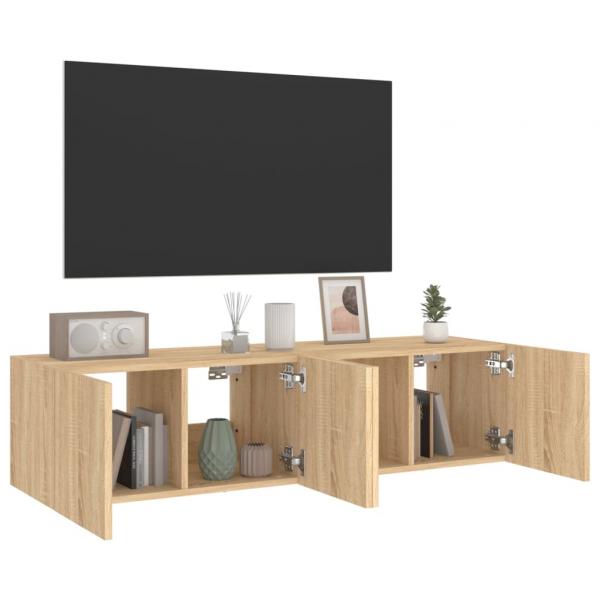 TV-Wandschränke mit LED-Leuchten 2 Stk. Sonoma-Eiche 60x35x31cm
