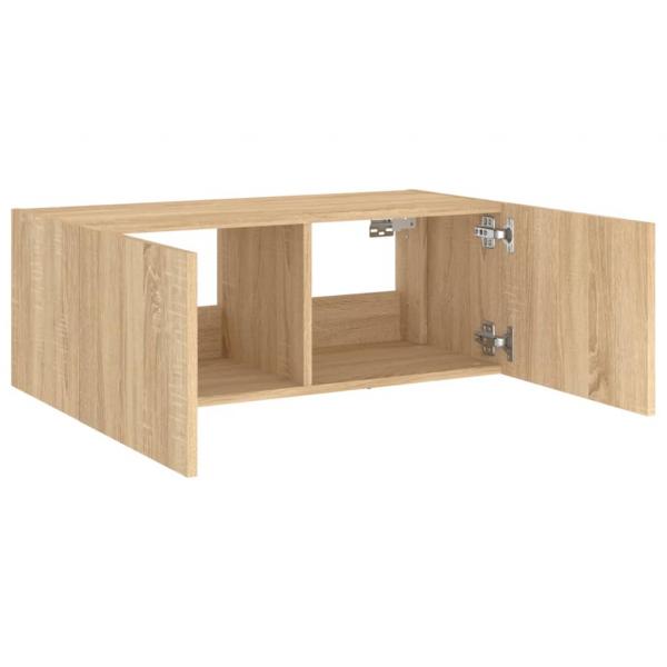 TV-Wandschrank mit LED-Leuchten Sonoma-Eiche 80x35x31 cm
