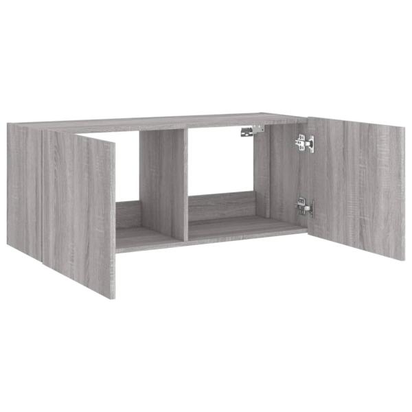 TV-Wandschrank mit LED-Leuchten Grau Sonoma 100x35x41 cm