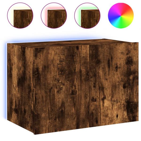 TV-Wandschrank mit LED-Leuchten Räuchereiche 60x35x41 cm