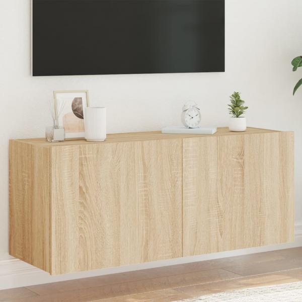 ARDEBO.de - TV-Wandschrank mit LED-Leuchten Sonoma-Eiche 100x35x41 cm