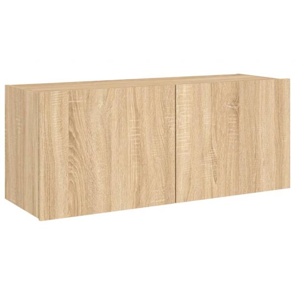 TV-Wandschrank mit LED-Leuchten Sonoma-Eiche 100x35x41 cm