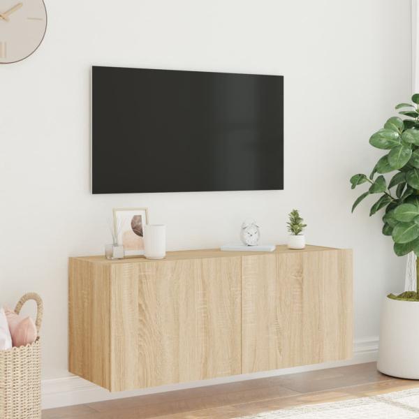 TV-Wandschrank mit LED-Leuchten Sonoma-Eiche 100x35x41 cm