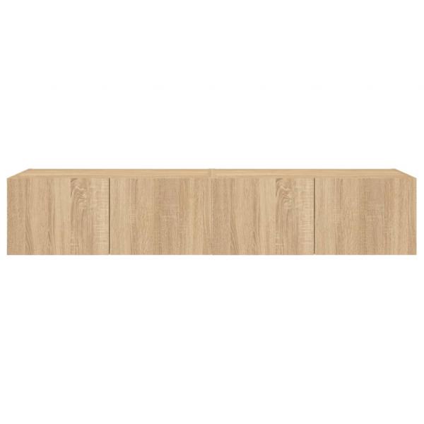 TV-Wandschränke mit LED-Leuchten 2 Stk. Sonoma-Eiche 80x35x31cm