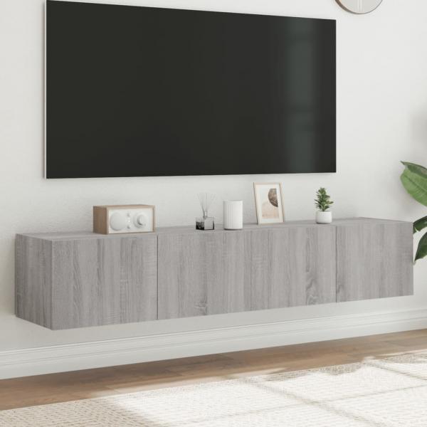ARDEBO.de - TV-Wandschränke mit LED-Leuchten 2 Stk. Grau Sonoma 80x35x31 cm