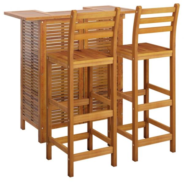 3-tlg. Gartenbar-Set Massivholz Akazie