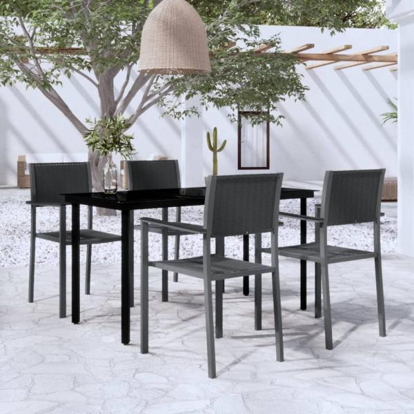 ARDEBO.de - 5-tlg. Garten-Essgruppe Schwarz