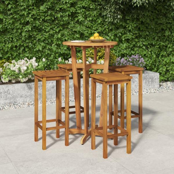 ARDEBO.de - 5-tlg. Gartenbar-Set Massivholz Akazie