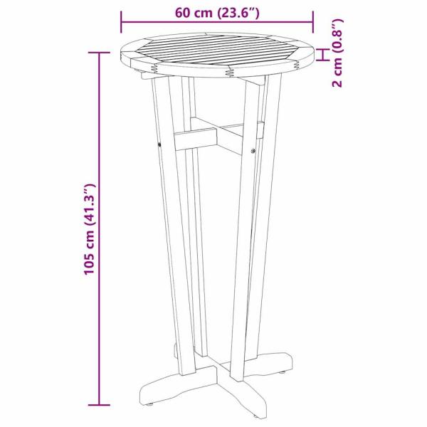 Garten-Bartisch Ø60x105 cm Massivholz Akazie