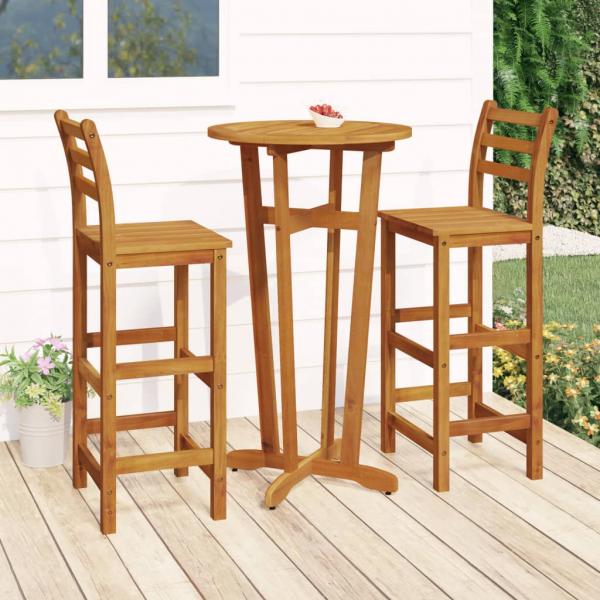 ARDEBO.de - 3-tlg. Gartenbar-Set Massivholz Akazie