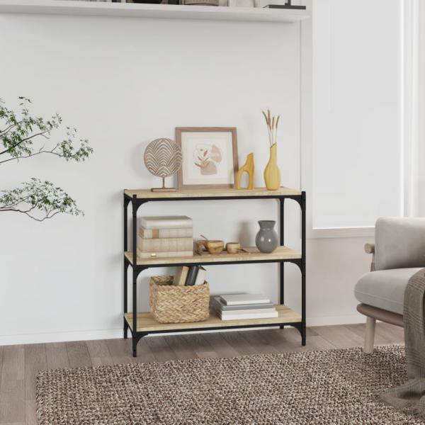 ARDEBO.de - Bücherregal Sonoma-Eiche 80x33x70,5 cm Holzwerkstoff und Stahl