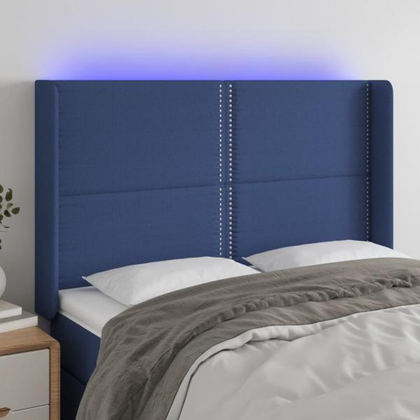 ARDEBO.de - LED Kopfteil Blau 147x16x118/128 cm Stoff