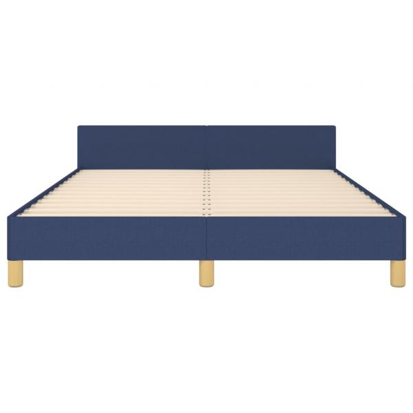 Bettgestell mit Kopfteil Blau 140x200 cm Stoff