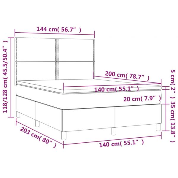 Boxspringbett mit Matratze Blau 140x200 cm Stoff
