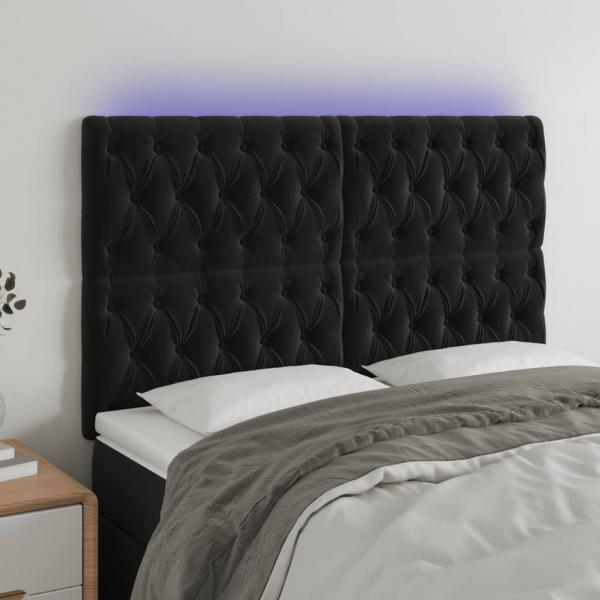 ARDEBO.de - LED Kopfteil Schwarz 144x7x118/128 cm Samt